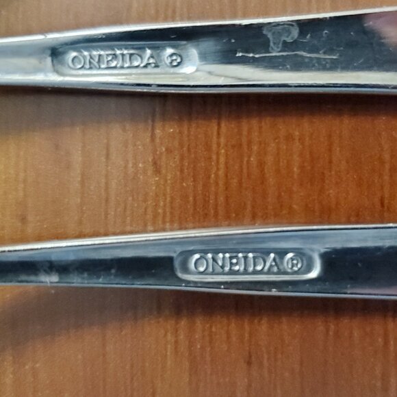 ONEIDA Seafood Forks Set of 6 Small Stainless Steel 4 3/4" Square Handle - Picture 3 of 7